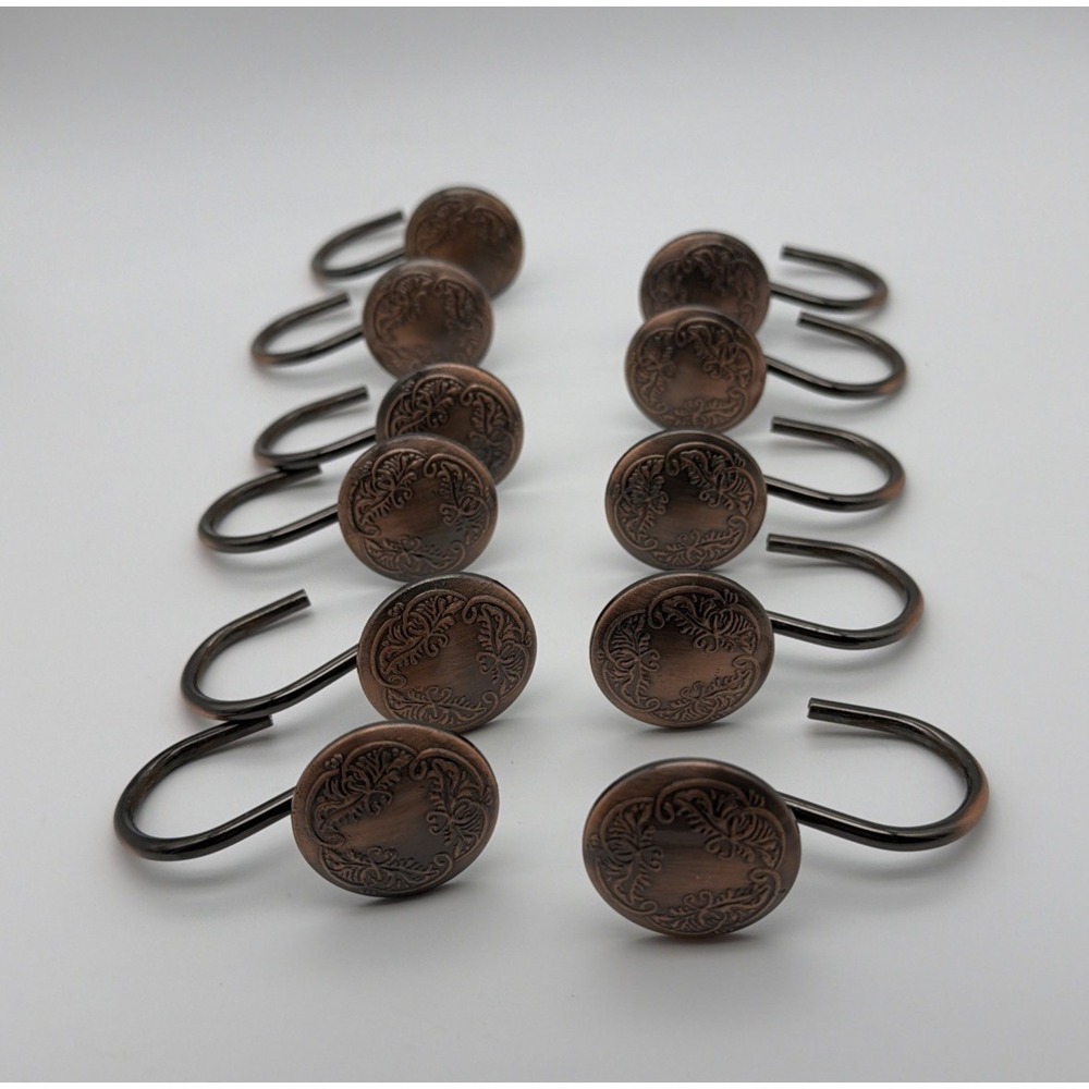 Oil Rubbed Bronze Shower Curtain Rod Hooks, Antique Rings Multicolor *Read*